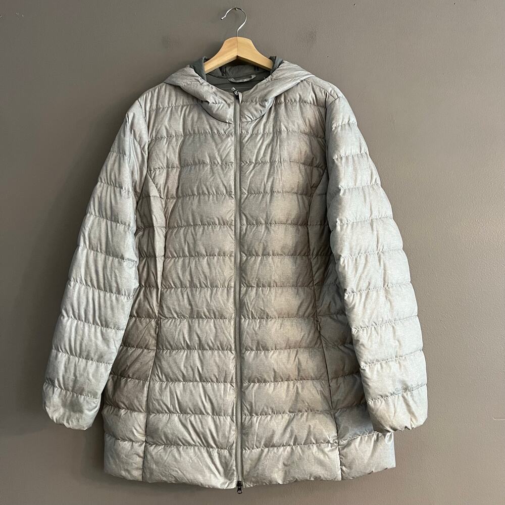 Eddie Bauer EB650 Down Puffer Parka Women’s 2XL Gray Hooded Jacket Packable